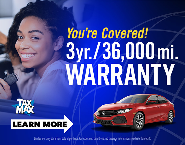 3 year, 3,000 mile warranty on select vehicles.