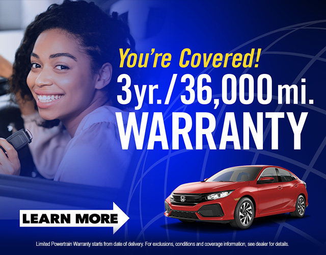 3 year, 3,000 mile warranty on select vehicles.